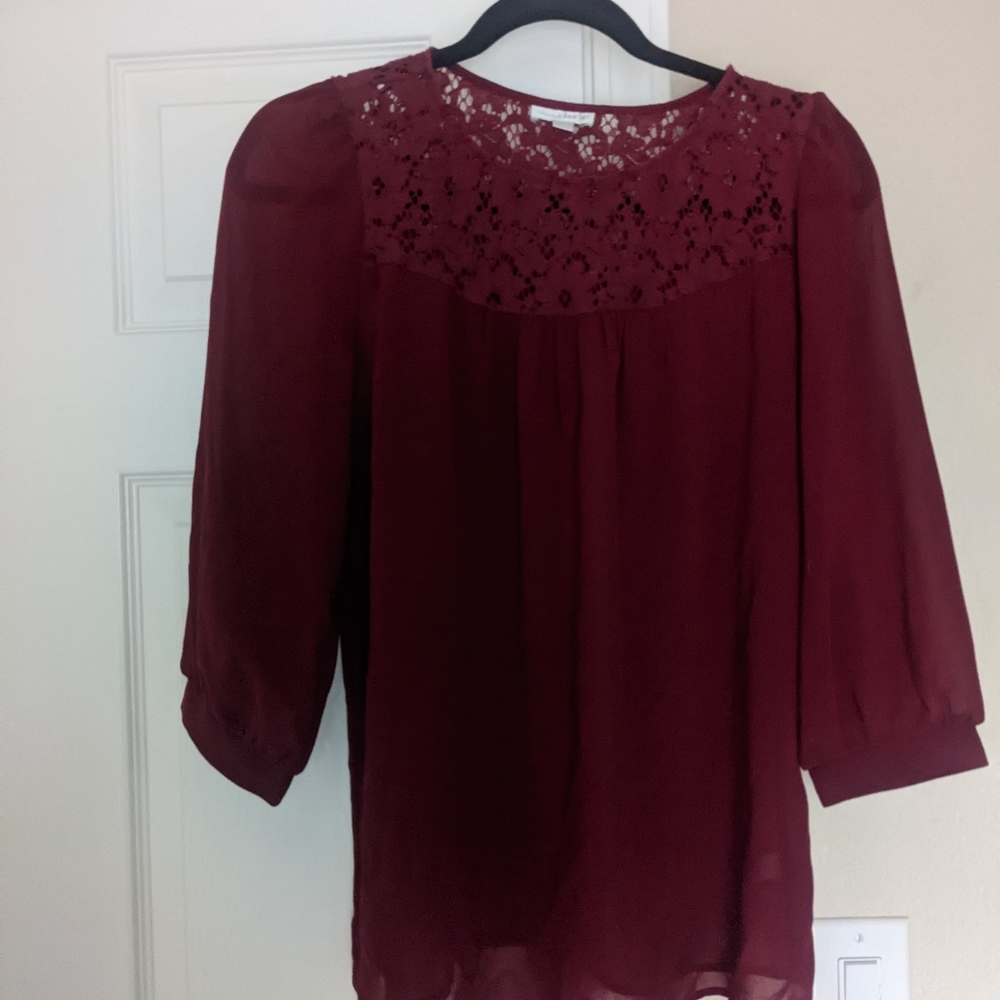 Charming Charlie Burgundy Blouse Large